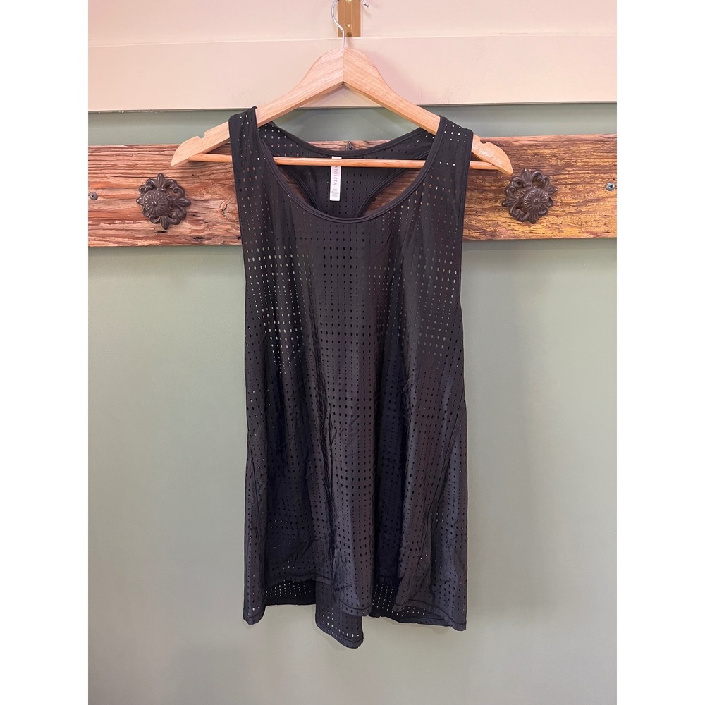 Athleta Black Perforated Racerback Tank Top Plus Size 1X Laser Cut Mesh Active